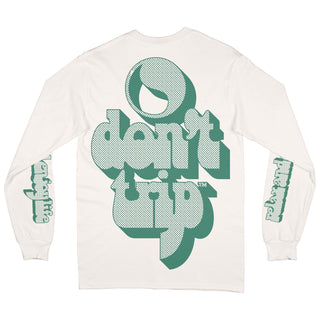 Doughboy Long Sleeve tee in off-white with a dark teal graphic on a white background -Free & Easy