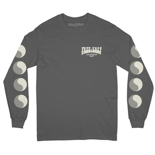 Balance Long Sleeve Tee in charcoal grey with an off-white graphic on a white background -Free & Easy