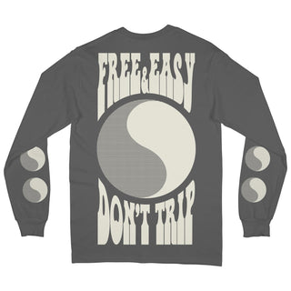 Balance Long Sleeve Tee in charcoal grey with an off-white graphic on a white background -Free & Easy