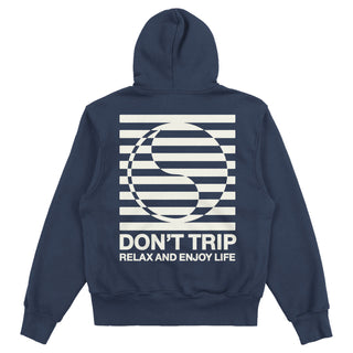 Shutter heavy fleece hoodie in navy with a white graphic design on a white background -Free & Easy