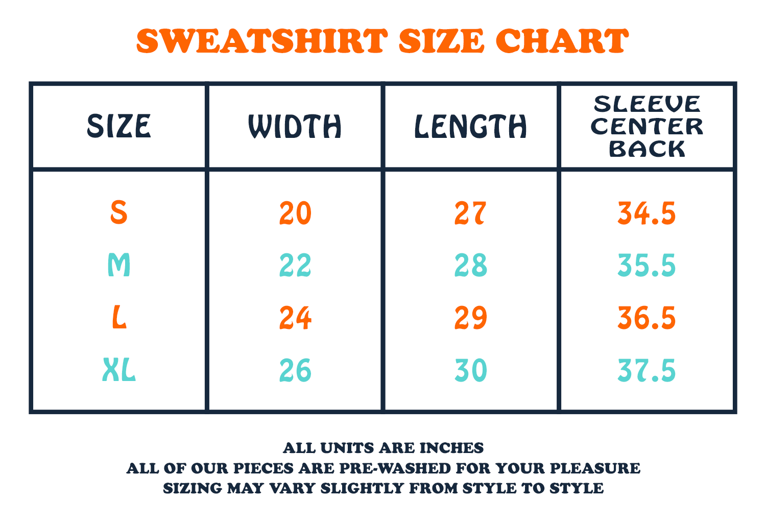 size chart