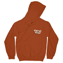 Load image into Gallery viewer, Don&#39;t Trip OG Hoodie in rust with white and light brown Free &amp; Easy logo design on front left side on a white background - Free &amp; Easy
