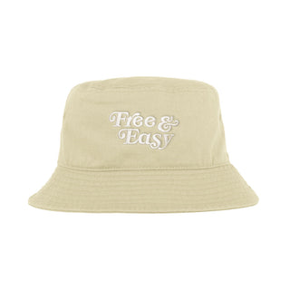 Free & Easy Don't Trip Canvas Bucket Hat in cream with white Free & Easy embroidery on a white background - Free & Easy