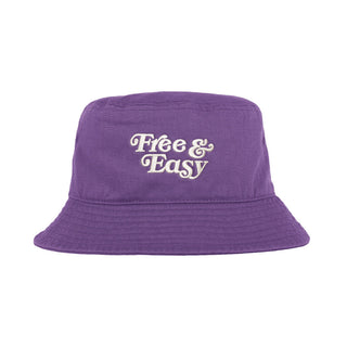 Free & Easy Don't Trip Canvas Bucket Hat in purple with white Free & Easy embroidery on a white background - Free & Easy