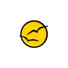 Load image into Gallery viewer, Sun Birds Enamel Pin in yellow and black on a white background - Free &amp; Easy
