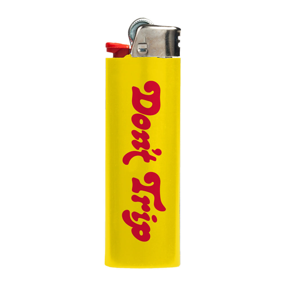 Free & Easy yellow lighter with red Don't Trip logo